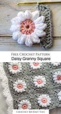 There are so many fun things to make with this crochet daisy granny square! #crochet #crochet365knittoo #crochetpattern #freecrochetpattern #crochetgrannysquare #grannysquare