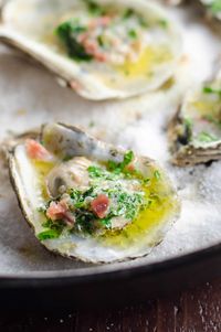 Herb Butter Oysters with Prosciutto