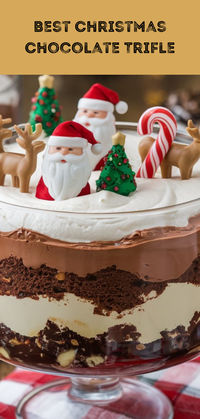 Treat your guests to the Best Christmas Chocolate Trifle this holiday season! 🍫🎄 Layers of rich chocolate cake, creamy pudding, and whipped cream topped with festive sprinkles—it’s the ultimate dessert for any celebration. Click for the recipe and make your Christmas extra sweet!