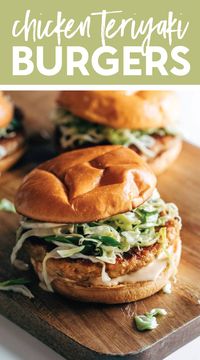 These Chicken Teriyaki Burgers are amazingly simple while also being ridiculously delicious. Caramelized burgers that are fried up in minutes, a pile of sesame slaw on top, and a perfectly toasted bun. YUM.