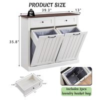 【Double Tilt Out Laundry Hamper】Cabinet Dimensions: 13"D x 39.3"W x 35.8"H. Drawer Dimensions: 9.84"D x 17"W x 6.53"H. This laundry hamper cabinet holds 2 x 10 gallon trash can. (Includes 2pcs laundry basket.)