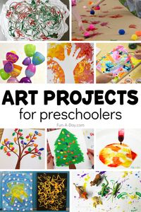 80+ of the best art projects for kids to create. Perfect for preschool, pre-k, and early elementary students. You'll find seasonal and holiday art activities, as well as kids' art ideas to try throughout the year. Click on the Fun-A-Day.com link for more details.