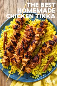 If you're looking for a new Indian dish to perfect at home, you've got to try our chicken tikka recipe. The traditional dish consists of small pieces of marinated chicken, threaded onto skewers and grilled. Unlike a chicken tikka masala, this tikka dish is more like a tandoori - so no sauce! Perfect for family dinners, even fussy eaters will love this mild and aromatic, healthy meal idea.