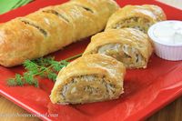 When using puff pastry, the first thought that usually comes to mind is dessert, but in this case it's more like a chicken pastry. This chicken roll is stuffed with fresh dill, rice noodles, chicken and sautéed onions. It's literally like a whole meal in one delicious roll. This recipe was inspired by Gordon Ramsay's beef