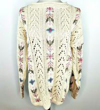 Vintage 80s 90s Cape Isle Knitters Floral Lace Knit Sweater Pullover Romantic M | eBay