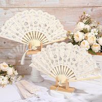 Amazon.com: Beeveer 6 Pcs Cotton Lace Folding Handheld Fan Embroidered Bridal Hand Fan with Bamboo Staves and Silk Tassels Vintage Retro Fan for Women Wedding Party Favor Costume Dancing Party (Beige) : Home & Kitchen