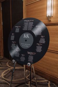 Giant vinyl record theme wedding seating chart