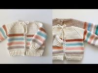 Crochet Cotton Stripes Baby Sweater - YouTube