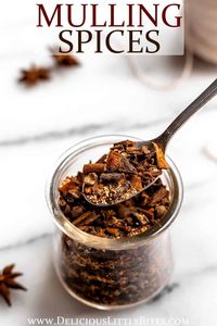 Homemade Mulling Spices are super easy to make and less expensive than buying pre-made mixes. Using these spices is a great way to add the warm flavors of cinnamon, cloves, allspice and star anise to beverages such as apple cider and red wine.