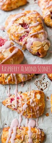 Flaky, sweet, and tender scones with juicy raspberries and almond flavor in each bite. Grab all my scone baking tips and the recipe on sallysbakingaddiction.com