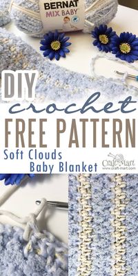 This is the fastest and easiest DIY Crochet Baby Blanket Pattern you will ever find! Crochet it with 3 skeins of Bernat Baby Mix Yarn - it so simple that even beginners will have no problems crocheting this beautiful, soft, and cuddly blanket. Perfect if you are in a hurry to finish a crochet blanket by the deadline.