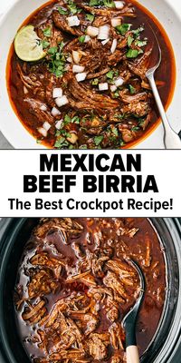 This Mexican birria de res crockpot recipe is a hearty slow-cooked stew with the utmost flavor and juicy, tender beef. Serve it as is or make birria tacos with the best consomme!