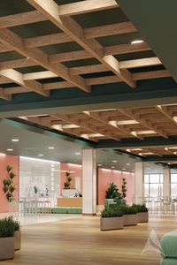 SoftSpan® 48A is a versatile ceiling baffle system that brings the look of coffered ceilings or timber trellises without the weight. Add Soft Sound® coffer panels for an enclosed look with enhanced acoustics or SoundBar® baffle and lighting system.