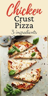 This chicken pizza crust is really easy to make and only requires 3 ingredients plus toppings.  You will love the delicious flavor and it can be picked up just like a traditional pizza crust.  It's a perfect keto dinner!