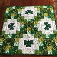 St Patrick's Day Table Topper Shamrock by PatsPassionQuilteds