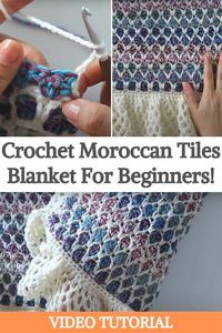 The Moroccan Tile Blanket is warm, cozy, a fast stitch pattern to crochet, and very colorful! One of the best parts of this blanket is that this kind of stitch makes it completely reversible, so you can use it on both sides. The author also added a cute border to give an extra of cuteness with a romantic wise to the blanket. The complete blanket turns out a square that measures around one meter on each side, including the border. If you want to make this exact size shown on the video you'll...