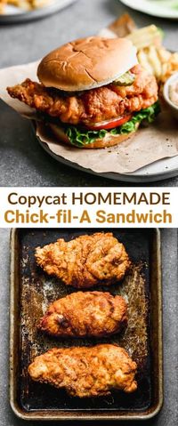 This Chick-fil-A crispy chicken sandwich with homemade Chick-fil-A sauce is the perfect copycat recipe of the classic sandwich we all love! #easy #copycat #recipe #chickensandwich #chick-fil-a via @betrfromscratch