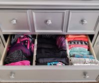 Getting ready for the gym is easier when your workout clothes are organized! Love all the other drawer organizing ideas in this post too! 