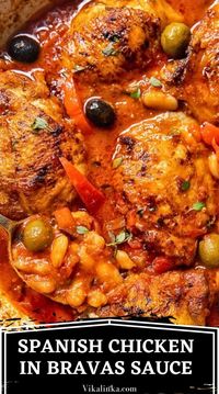 Try my Spanish Chicken recipe and add a touch of Mediterranean flare to your dinners! Spanish paprika flavoured chicken thighs are braised in a rich and tangy tomato sauce along with white beans and olives. Serve with rice and a simple salad.