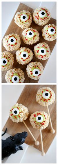 Zombie Eyeball Rice Krispies Treats - Eighteen25