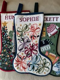 Finished Needlepoint Stocking — Ribbons