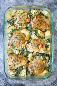 Chicken and Potatoes w/ Garlic Parmesan Cream Sauce | Damn Delicious.