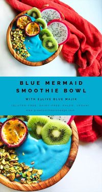 Kickstart your day by channeling your inner Ariel with this gorgeously dazzling Blue Mermaid Smoothie Bowl, made with @E3Live Blue Majik, a potent algae that will boost your overall health.