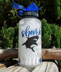 This listing is for a 34oz Wide-Mouth BPA-Free Motivational Water Bottle. The front of the bottle keeps you motivated to drink your water with the cute saying cant be a shark without water. The water tracker on the back lets you know how you are doing. In the Notes to Seller when