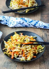 Ready in less than 15 minutes, this healthy vegetarian Cabbage Stir-Fry Recipe is the perfect quick and easy weeknight meal.