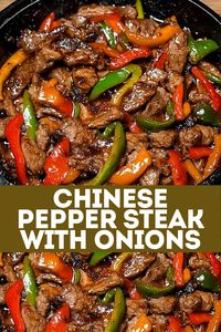 Just made this delicious Chinese Pepper Steak with Onions! 🥩🌶️ Tender beef, crispy veggies, and a savory sauce—perfect over rice!