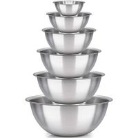 Whether you try to mix your food, meal prepping, baking, cook or serving food, this Homeitusa mixing bowl is perfect for you. Made of stainless steel, this set is going to be durable and resistant. Coming in a set of 6 bowls that Includes the sizes ¾, 2, 3.5, 5, 6, and 8 Quart.