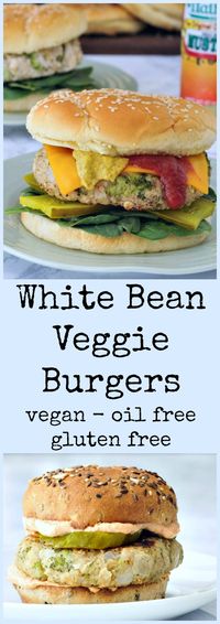 White Bean Veggie Burgers @spabettie #vegan #glutenfree #oilfree