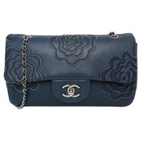 Chanel Lambskin Embroidered Camelia Flap Bag For Sale at 1stDibs