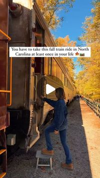 Megan Pintell | East Coast Creator on Instagram: "If you save this, make sure to follow me @magnoliamegan 🍁 

If you’re looking for a great fall activity in North Carolina, you need to take a fall train ride on the Great Smoky Mountains Railroad! 🛤️🍂

WHAT YOU NEED TO KNOW ⬇️🍁
	⁃	The ride we took was the Nantahala Gorge Excursion! They also have a Tuckasegee River Excursion as well. 
	⁃	Approx 4.5 hrs total 
	⁃	44 mile trip with a one hr layover at the Nantahala Outdoor Center!
	⁃	Views of Fontana Lake & Nantahala Gorge
	⁃	Pre-purchase lunch options available 
	⁃	Multiple ticket options available for different experiences! 🚂 @greatsmokymtnsrr 

Stay tuned for a FULL GUIDE to @brysoncity coming soon! 👀

SAVE this post so you remember for your next fall adventure! 🍁 

#northcarolina #