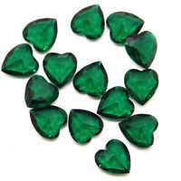 These are absolutely beautiful.  Vintage, glass, faceted, emerald heart shaped jewels. They measure  approximately 11 x 12 mm and they are utterly gorgeous.  Perfect for all kinds of art, jewelry making, crafting, etc.  You will recieve 4 pieces.  These have faceted (not flat) backs and have no holes as they are not beads.**please note - as I am ill and disabled I am no longer able to ship every day. I am much slower than I used to be but my love for my customers is still just as strong as ever.