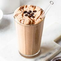 This coffee breakfast smoothie without banana tastes just like your favorite iced coffee but is packed with protein and fiber.