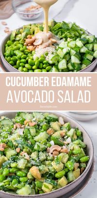 Dive into our high protein salad recipe for a fulfilling meal. This easy bowl is a mix of edamame salad, cucumber, avocado, and crunchy cashews, making it not only healthy but also vegan and low carb. Each serving is tossed with a flavorful dressing, perfect for any vegetarian diet.