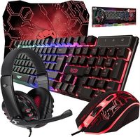 Gaming Mouse and Keyboard and around the Head Gaming Headset and Mouse Mat Complete Starter pack all in one great Gift box (This Bundle includes FOUR items) PC Gaming, PS4 Gaming, Xbox Gaming, Retro Pie Gaming or can be used for normal day to day Computing RGB lights for ultimate PC Gaming Experience