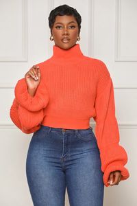 This sweater belongs in your winter essentials babe! Perfect to wear to work or just a casual day out, this top is cute and versatile. This cropped knit sweater features long bubbled sleeves and a turtleneck collar. Wear this with your favorite high-waist jeans and thigh-high boots or a bootie for the perfect fall look