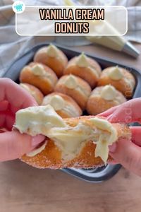 Indulge in the divine bliss of Vanilla Cream Donuts! 🍦🍩 Soft, pillowy, and oozing with luscious vanilla goodness. Each bite is a moment of pure joy. Enjoyed the video? Please check my bio link, friend. Newly I updated all you need, and follow my Facebook page for more tasty recipes and share the love! 😋😎👉