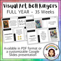 Bell Ringers for the 7-12th grade visual art classroom! Something new every day - all focused on famous artwork, artists, and art movements that have shaped the subject area for decades