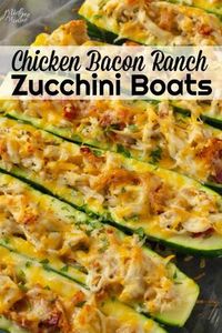 This Low Carb Zucchini Boats is amazing! Zucchini boats filled with an amazing chicken bacon ranch filling and then baked in the oven.