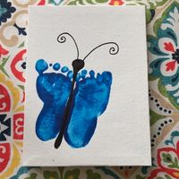 Blue Baby Feet Butterfly-Example Name/Date Included Easy-Personalize With Your Baby's Name And Dob, Or Leave As Is! ***Example Name/Date Included-Last Picture 8in X6in Brand New! Pet And Smoke Free Home! Bundle And Save!