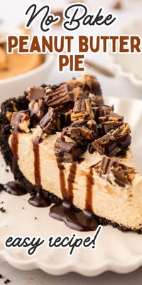 This easy No Bake Peanut Butter Pie recipe is loaded with smooth, fluffy, velvety peanut butter flavor and the best chocolate Oreo crust. It's easy to make and the best part is that it doesn't heat up the kitchen!