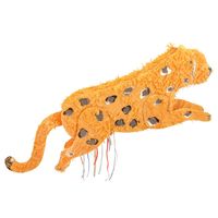 Our Safari Cheetah Party Pinata is fabulous as a decoration and party game. Perfect for a safari-themed party. Featuring tissue paper fringing, a gold hanging loop, gold foil detail and colorful ribbons. Assemble and fill with sweets and treats. Gold foil detail. Bash or pull ribbons to release. Product dimensions: 31 x 19 x 3.5 inches