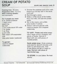 Cream of Potato Soup (recipe) Soups and Snacks Card 06