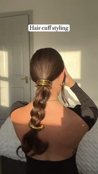 Three perfect ways to style a hair ring cuff accessory. The first is a ponytail, the second is a braid and then the third is a half-up style. All of these styles are really simple and this tutorial will show you how to get a beautiful hairstyle using your cuff accessory. Really pretty for fall and winter to complement your fall and holiday wardrobe. Works best with long hair.