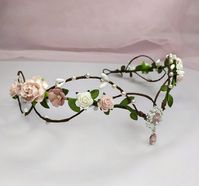 Simple and elegant crown in the elven style, decorated with delicate paper flowers, beads blush Size can be adjusted with gentle bending or with the addition of a ribbon attached in the back