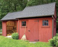 This is what I'd like to have.  And enclosed area and then an open area.  storage-shed-ideas-