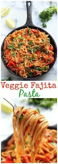 You've gotta try this AMAZING One-Pan Veggie Fajita Pasta! It's loaded with flavor and healthy too!